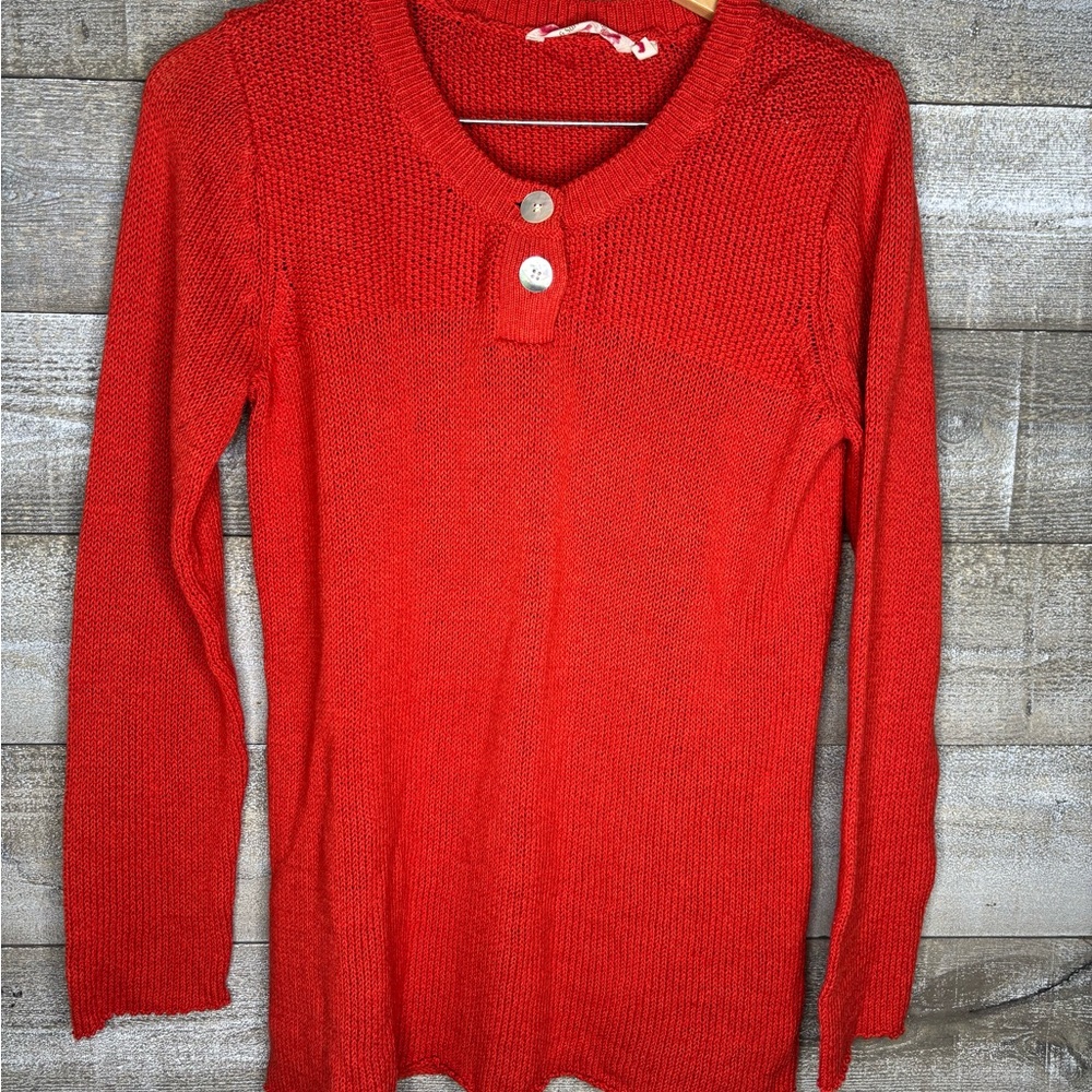 Soft Surroundings coral linen blend sweater pullover beach cover